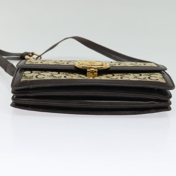 CELINE C Sulky Shoulder Bag Canvas Brown Gold Auth 141070