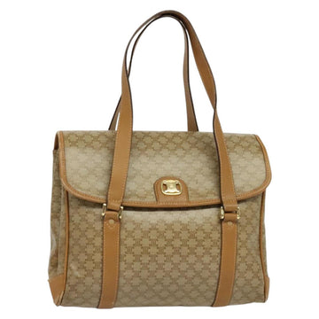 CELINE Macadam Canvas Hand Bag PVC Beige Gold Auth 141071