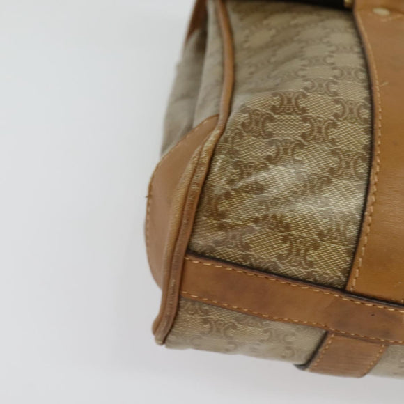 CELINE Macadam Canvas Hand Bag PVC Beige Gold Auth 141071
