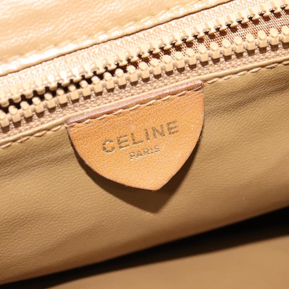 CELINE Macadam Canvas Hand Bag PVC Beige Gold Auth 141071