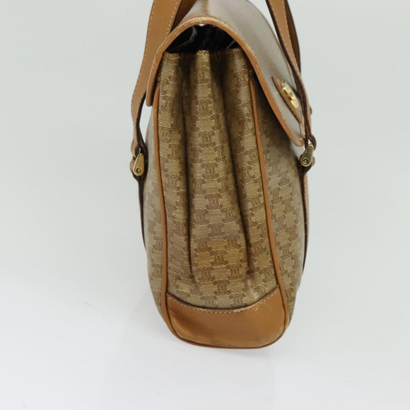 CELINE Macadam Canvas Hand Bag PVC Beige Gold Auth 141071
