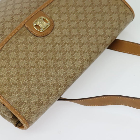 CELINE Macadam Canvas Hand Bag PVC Beige Gold Auth 141071