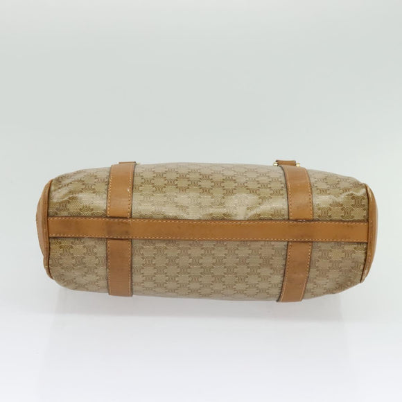 CELINE Macadam Canvas Hand Bag PVC Beige Gold Auth 141071