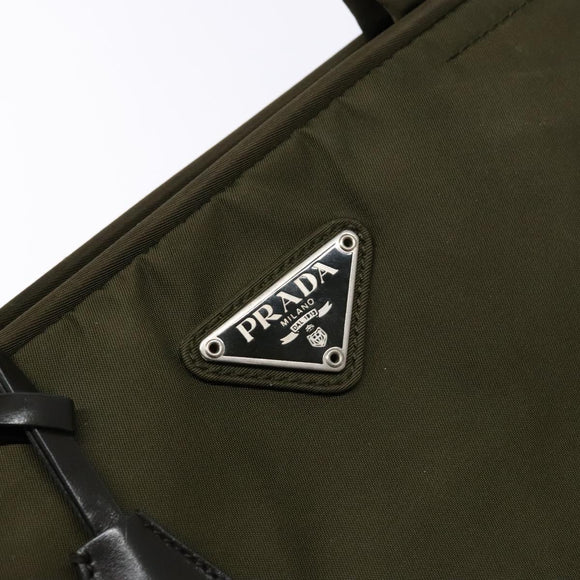 PRADA Hand Bag Nylon Green Auth 141076