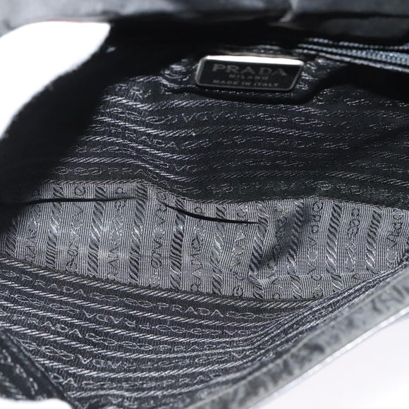 PRADA Shoulder Bag Leather Black Silver Auth 141077