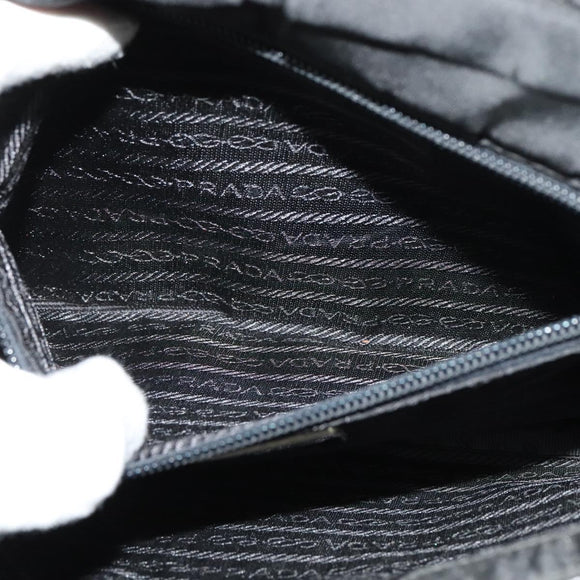 PRADA Shoulder Bag Leather Black Silver Auth 141077