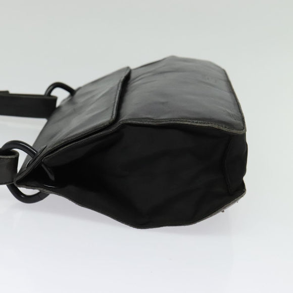 PRADA Shoulder Bag Leather Black Silver Auth 141077