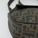 FENDI Zucca Canvas Shoulder Bag PVC Brown Black gold Auth 141091-14
