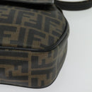 FENDI Zucca Canvas Shoulder Bag PVC Brown Black gold Auth 141091-15