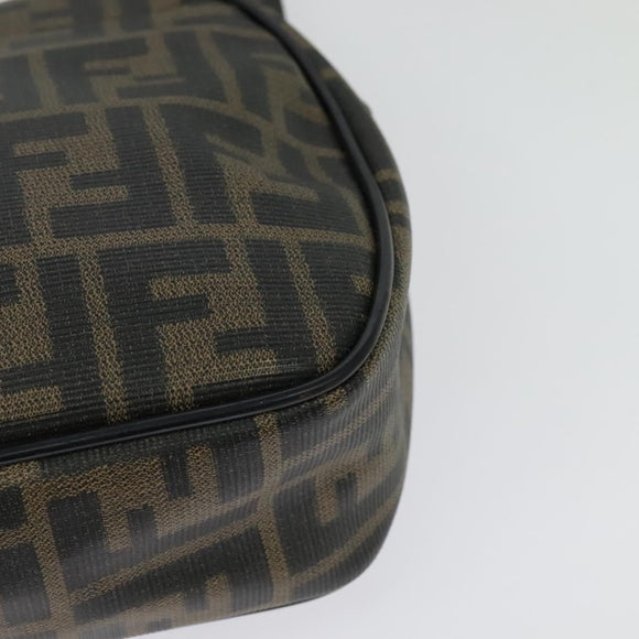 FENDI Zucca Canvas Shoulder Bag PVC Brown Black gold Auth 141091