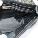 FENDI Zucca Canvas Shoulder Bag PVC Brown Black gold Auth 141091-20