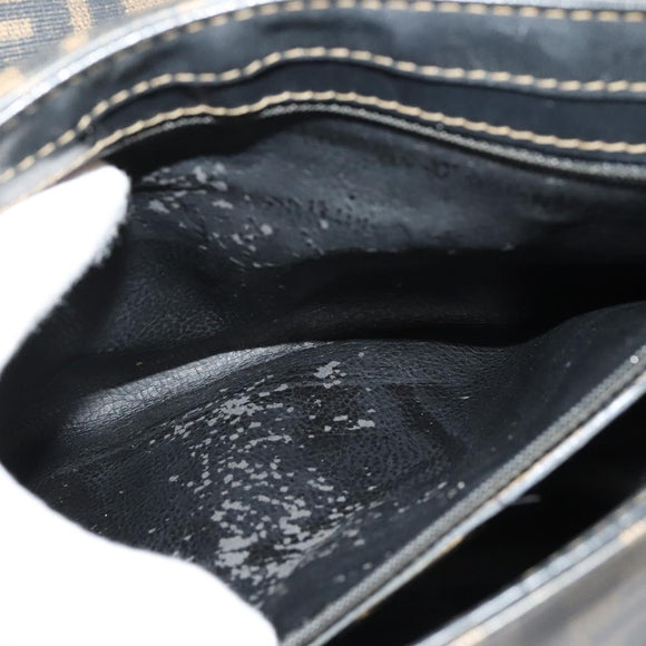 FENDI Zucca Canvas Shoulder Bag PVC Brown Black gold Auth 141091