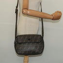 FENDI Zucca Canvas Shoulder Bag PVC Brown Black gold Auth 141091-22