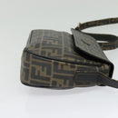 FENDI Zucca Canvas Shoulder Bag PVC Brown Black gold Auth 141091-4