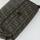 FENDI Zucca Canvas Shoulder Bag PVC Brown Black gold Auth 141091-6