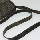 FENDI Zucca Canvas Shoulder Bag PVC Brown Black gold Auth 141091-7