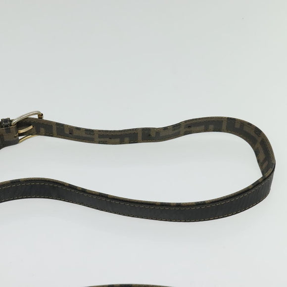 FENDI Zucca Canvas Shoulder Bag PVC Brown Black gold Auth 141091