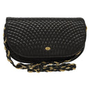 BALLY Quilted Chain Shoulder Bag Leather Black Gold Auth 141092-1