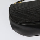 BALLY Quilted Chain Shoulder Bag Leather Black Gold Auth 141092-12