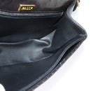 BALLY Quilted Chain Shoulder Bag Leather Black Gold Auth 141092-18