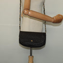BALLY Quilted Chain Shoulder Bag Leather Black Gold Auth 141092-22