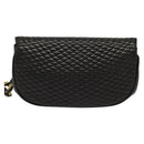 BALLY Quilted Chain Shoulder Bag Leather Black Gold Auth 141092-3