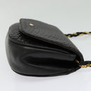 BALLY Quilted Chain Shoulder Bag Leather Black Gold Auth 141092-5