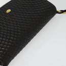 BALLY Quilted Chain Shoulder Bag Leather Black Gold Auth 141092-6