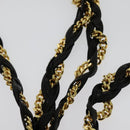 BALLY Quilted Chain Shoulder Bag Leather Black Gold Auth 141092-8