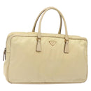 PRADA Hand Bag Nylon Beige Gold Auth 141094-1