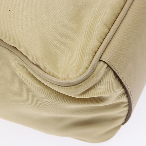 PRADA Hand Bag Nylon Beige Gold Auth 141094