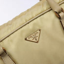 PRADA Hand Bag Nylon Beige Gold Auth 141094-14