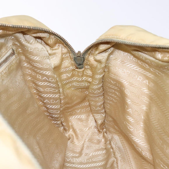 PRADA Hand Bag Nylon Beige Gold Auth 141094