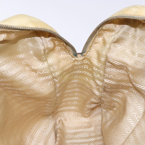 PRADA Hand Bag Nylon Beige Gold Auth 141094