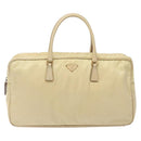 PRADA Hand Bag Nylon Beige Gold Auth 141094-2