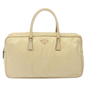 PRADA Hand Bag Nylon Beige Gold Auth 141094 - 0