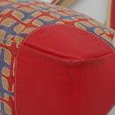 PRADA Tote Bag Canvas Leather Red Gold Auth 141096-8