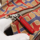 PRADA Tote Bag Canvas Leather Red Gold Auth 141096-19