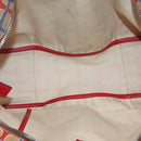 PRADA Tote Bag Canvas Leather Red Gold Auth 141096-9