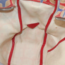 PRADA Tote Bag Canvas Leather Red Gold Auth 141096-21