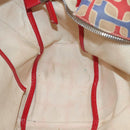 PRADA Tote Bag Canvas Leather Red Gold Auth 141096-22