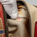 PRADA Tote Bag Canvas Leather Red Gold Auth 141096-12