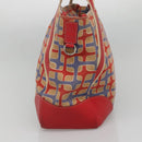 PRADA Tote Bag Canvas Leather Red Gold Auth 141096-4