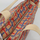 PRADA Tote Bag Canvas Leather Red Gold Auth 141096-6