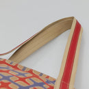 PRADA Tote Bag Canvas Leather Red Gold Auth 141096-14