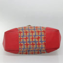 PRADA Tote Bag Canvas Leather Red Gold Auth 141096-5