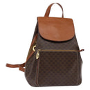 CELINE Macadam Canvas Backpack PVC Leather Brown Gold Auth 141097-1