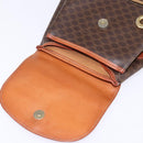 CELINE Macadam Canvas Backpack PVC Leather Brown Gold Auth 141097-14