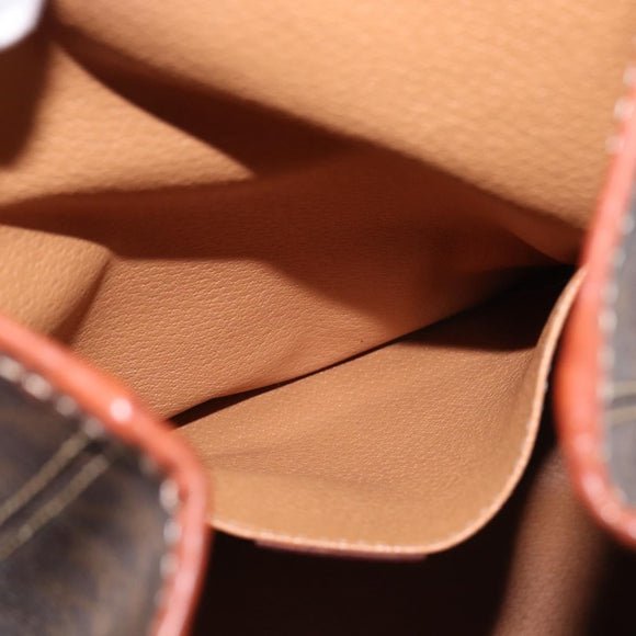 CELINE Macadam Canvas Backpack PVC Leather Brown Gold Auth 141097