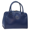 CELINE Hand Bag Leather Blue Gold Auth 141098-1